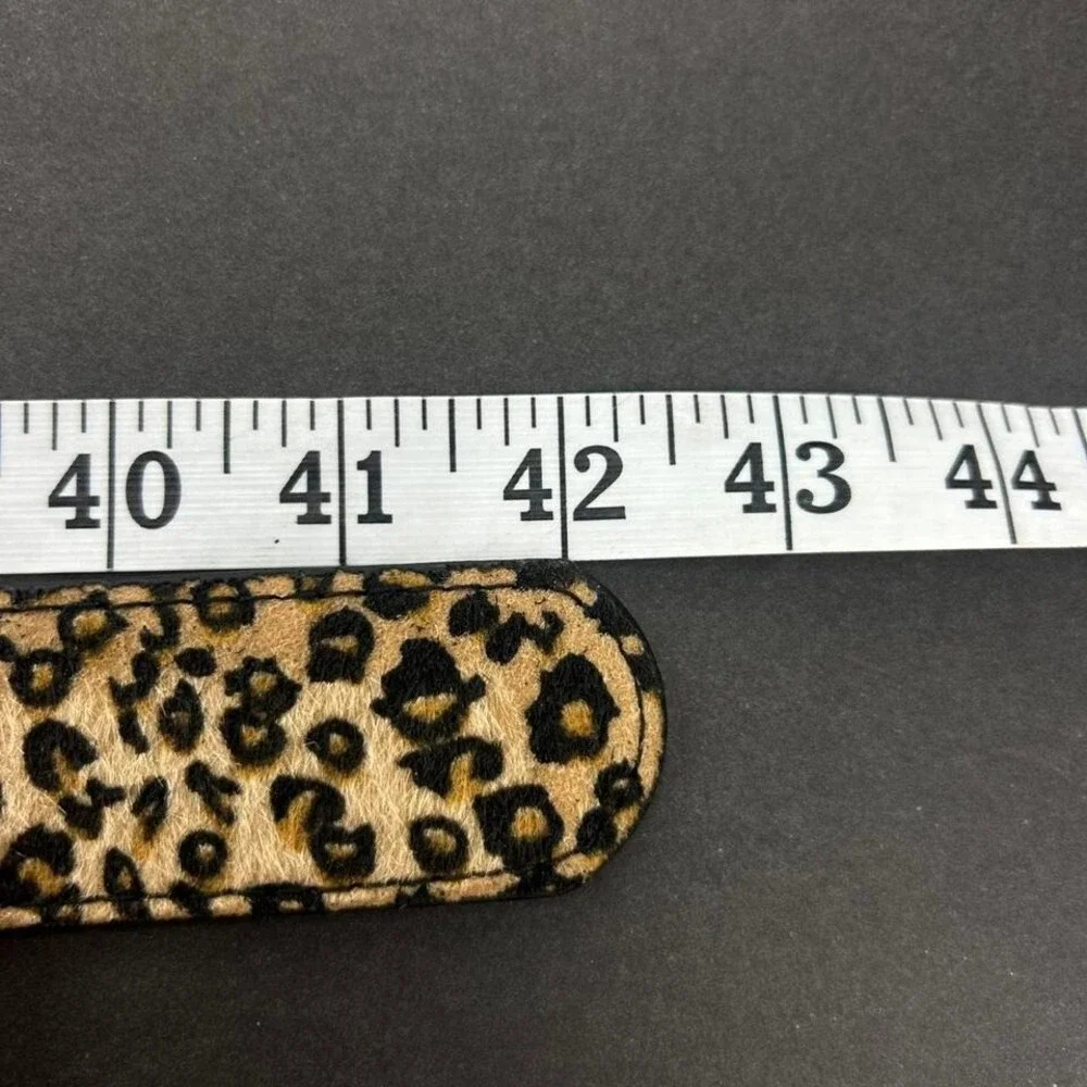 Vintage Style Cheetah Leopard Print Fur Belt American Western Boho Black and Tan